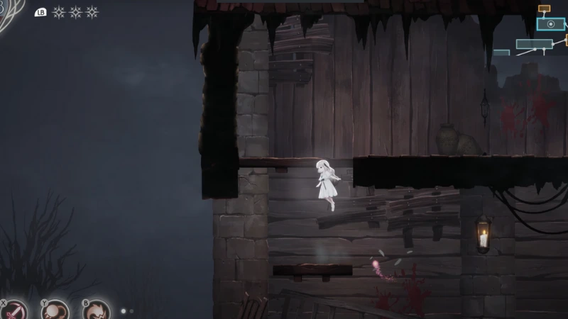 Ender Lilies Quietus of the Knights Gameplay Screenshot Ender Lilies, Lily jumping in a wooden ruin
