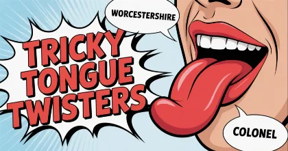 Pop-art illustration of tricky tongue twisters