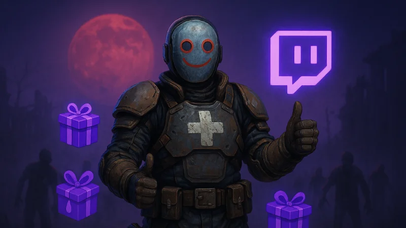 7 Days to Die Watcher Outfit Support a Streamer campaign 7 Days to Die Watcher outfit with Twitch logo and gift subs icons
