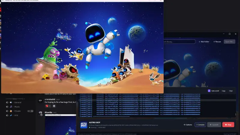 Astro Bot Startup Screen in SharpEmu Astro Bot startup screen displayed in the SharpEmu PS5 emulator