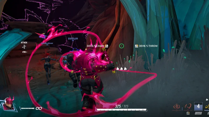 Marvel Rivals Daredevil Gameplay Screenshot Gameplay, Daredevil chasing foes in a canyon