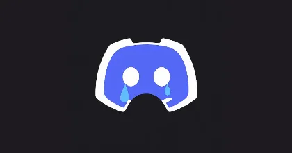 Discord logo with teary eyes on a dark background, showing the black screen startup problem