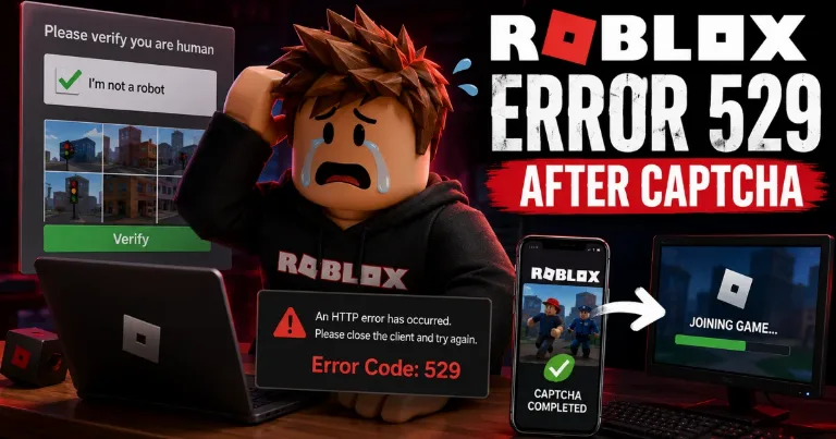 Fix Roblox Error Code 529 after human verification.