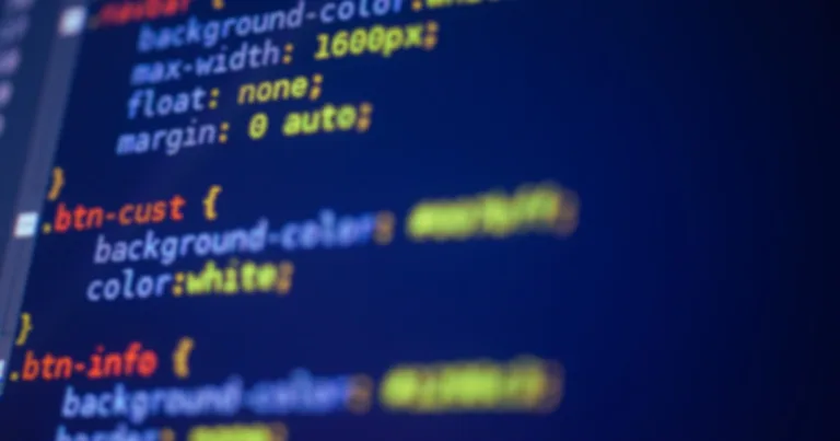 Closeup of computer screen with CSS code highlighted