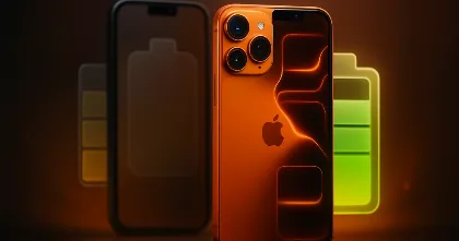 iPhone 17 beside glowing battery icons and older iPhones