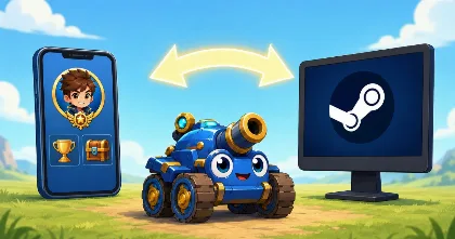 Link a GunboundM mobile account to Steam without losing progress.