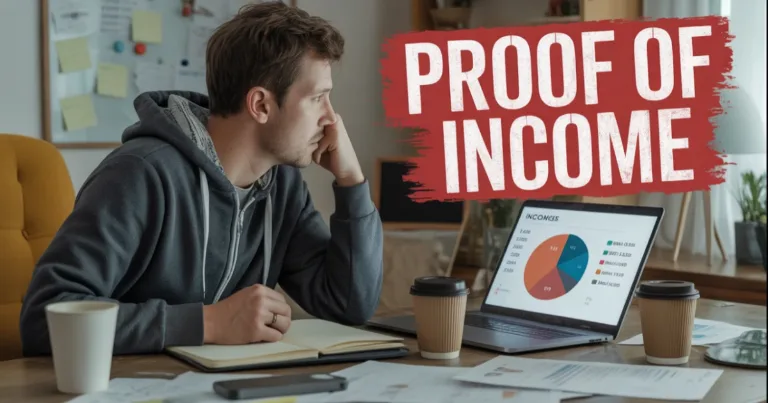 Online Income Is Cool Until You Have to Prove It Exists Man in hoodie reviewing income analytics dashboard on laptop