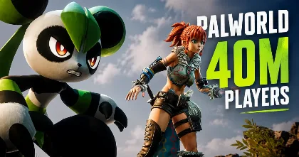 Palworld reaches 40 million players before Version 1.0 in a bold action-style feature image.
