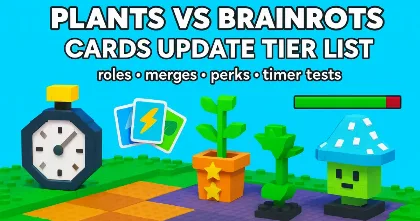 Tier list banner with blocky plants and cards