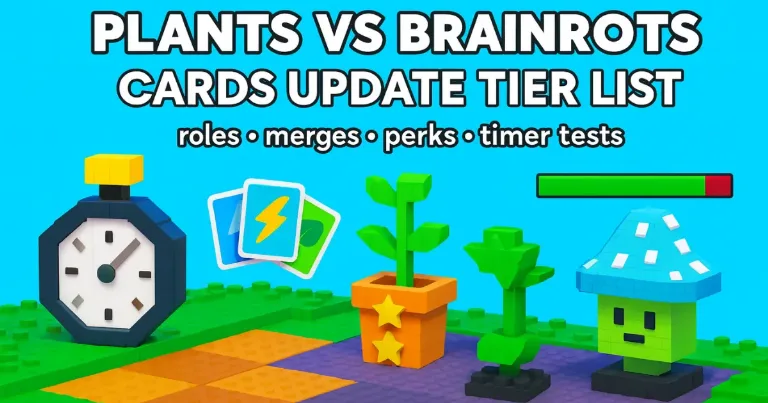Tier list banner with blocky plants and cards