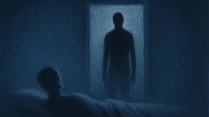 Sleep Paralysis Demon Illustration Silhouette in doorway during sleep paralysis