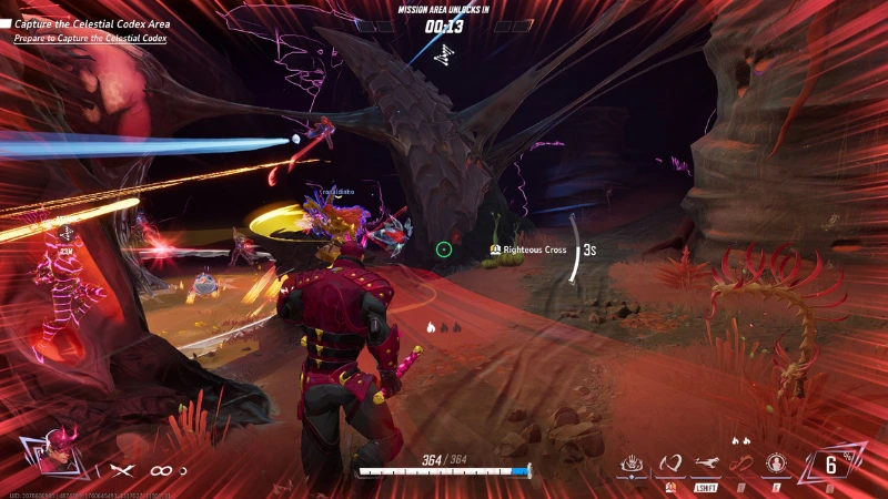 Marvel Rivals Daredevil Gameplay screenshot 1 Marvel Rivals Daredevil gameplay in a canyon, heroes fighting with ability effects