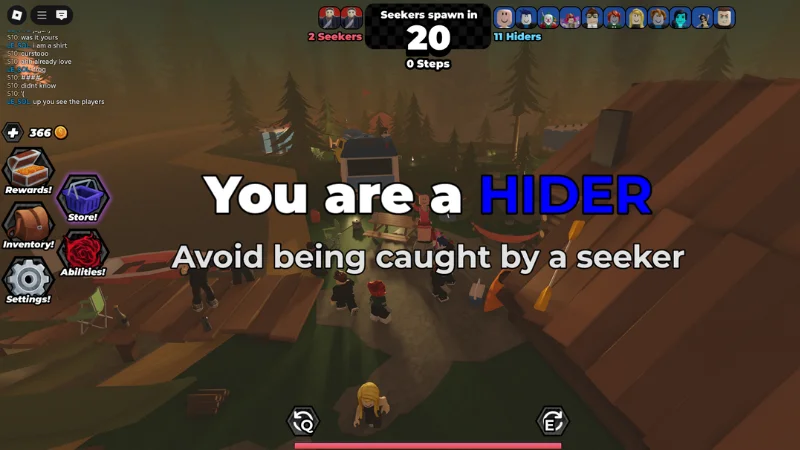 Role reveal screen, “You are a HIDER”