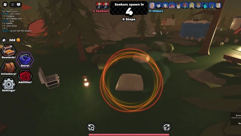 Seeker chasing a player in the forest map