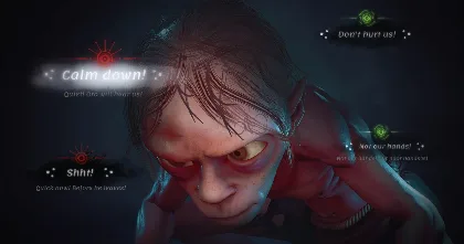 Gollum artwork, tense expression
