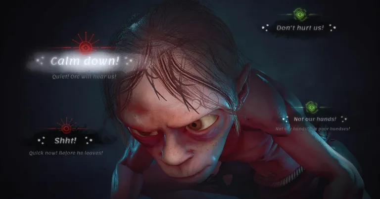 Gollum artwork, tense expression