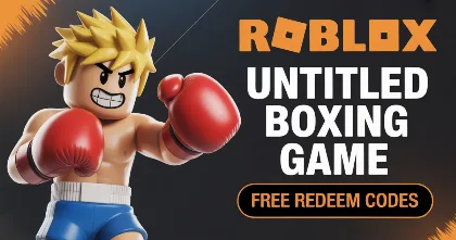 Roblox Untitled Boxing Game fighter with boxing gloves and a callout for free redeem codes