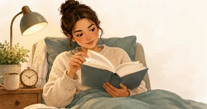 Reader checking how many pages are left in a chapter.