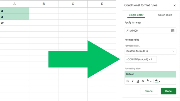 Highlight Duplicates Using a Formula